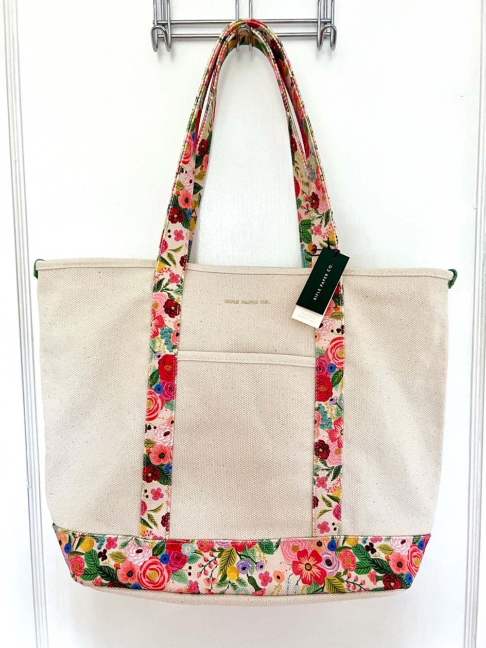 Rifle Paper Co Canvas Carry All Tote Bag Garden Party Floral NWT Large